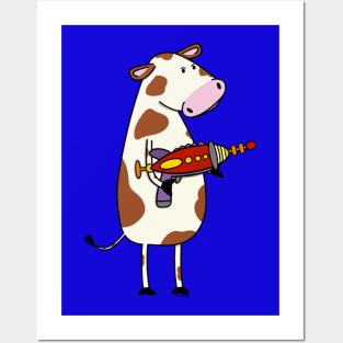 Cow with ray gun Posters and Art